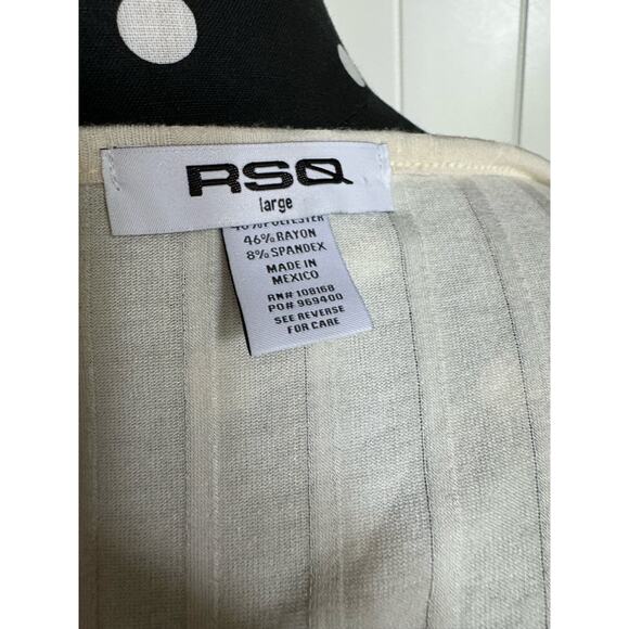 RSQ Womens Top Sz L Cream Open Tie Back Cropped Top Crop Ribbed Long Sleeve - Picture 9 of 10